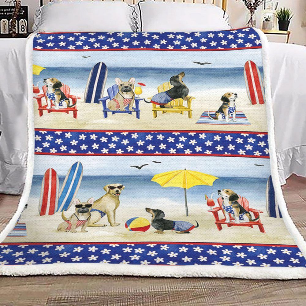 Dog On The Beach Sherpa Fleece