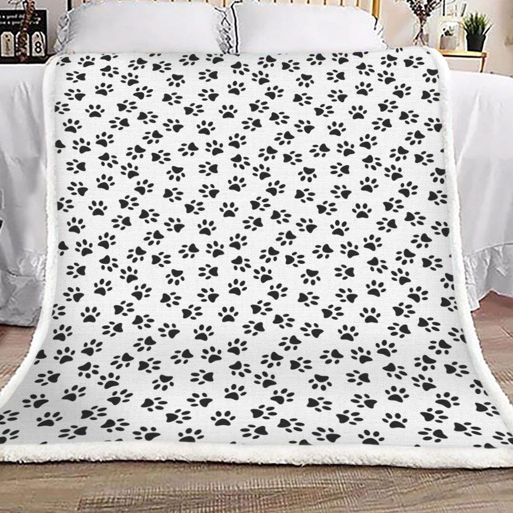 Dog Paw Sherpa Fleece Blanket