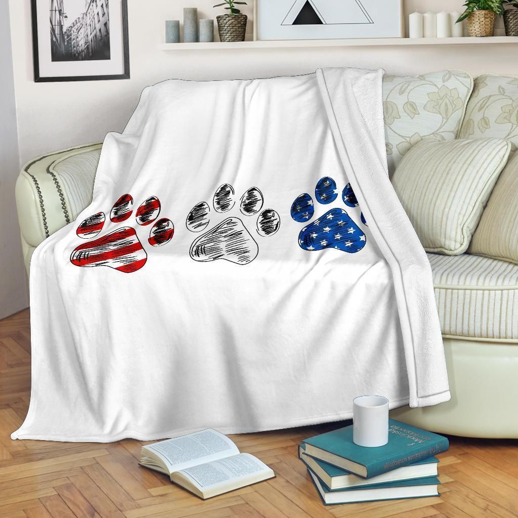 Dog Paws Flag Sherpa Fleece Blanket
