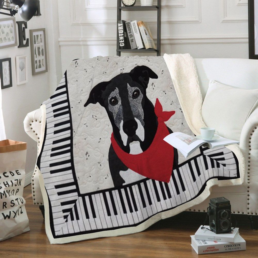 Dog Piano Sherpa Fleece Blanket