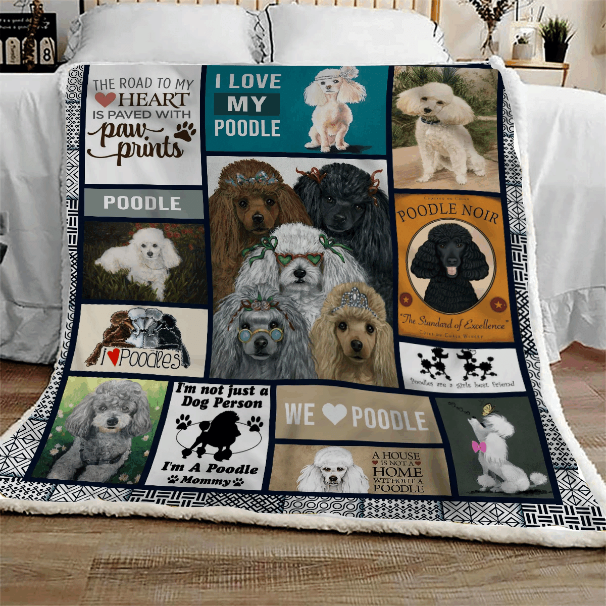 Dog Poodle Sherpa Fleece Blanket