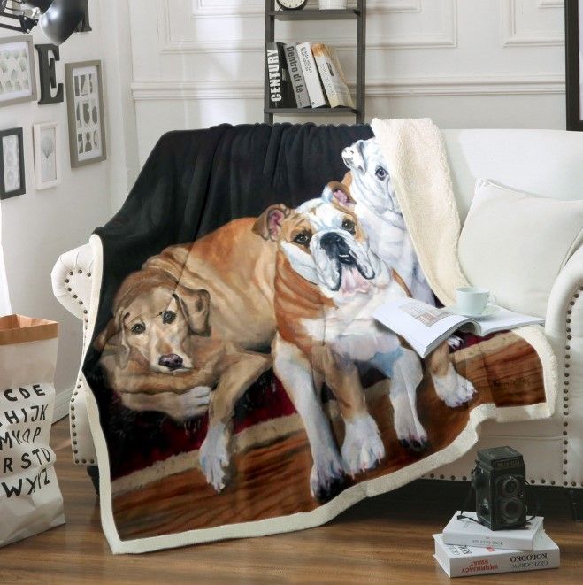 Dog Portrait Sherpa Fleece Blanket