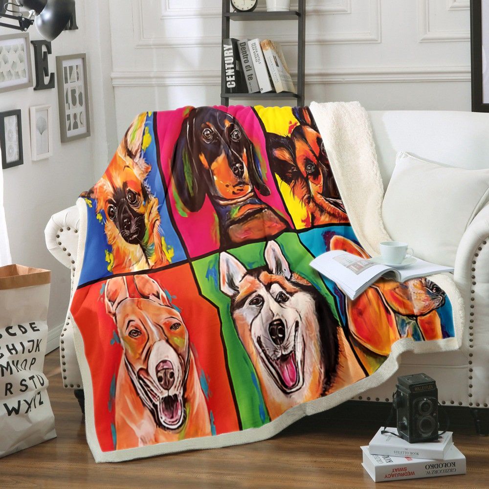 Dog Portrait Sherpa Fleece Blanket