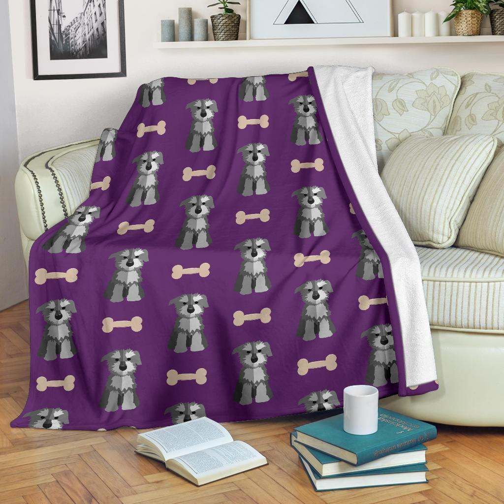 Dog Puppy Schnauzer Sherpa Fleece Blanket