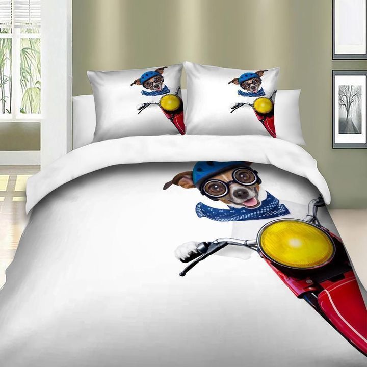 Dog Ride Motorcycle Soft Fashion Bedding Set