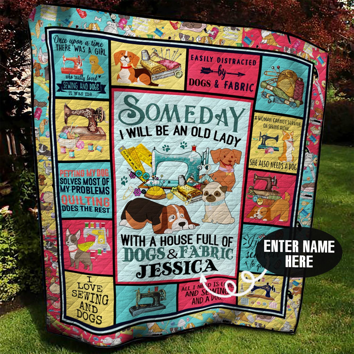 Dog Sewing Personalized Quilt Blanket BBB090615HT