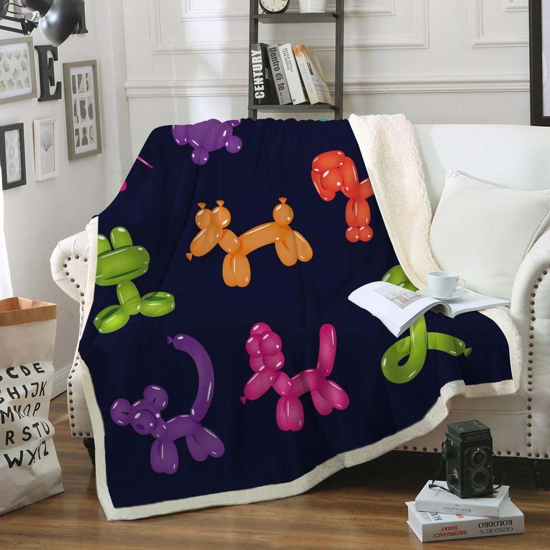 Dog Shaped Balloon Sherpa Fleece Blanket