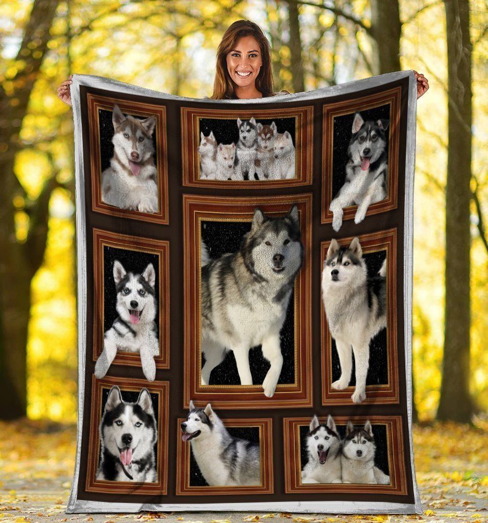 Dog Siberian Husky Funny Sherpa Fleece Blanket