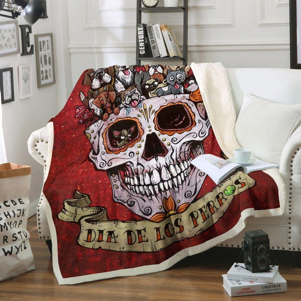 Dog Skull Sherpa Fleece Blanket