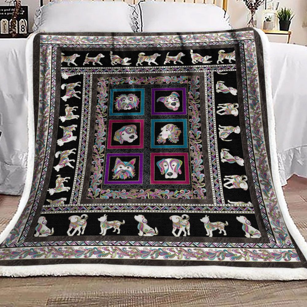 Dog Walk Sherpa Fleece Blanket