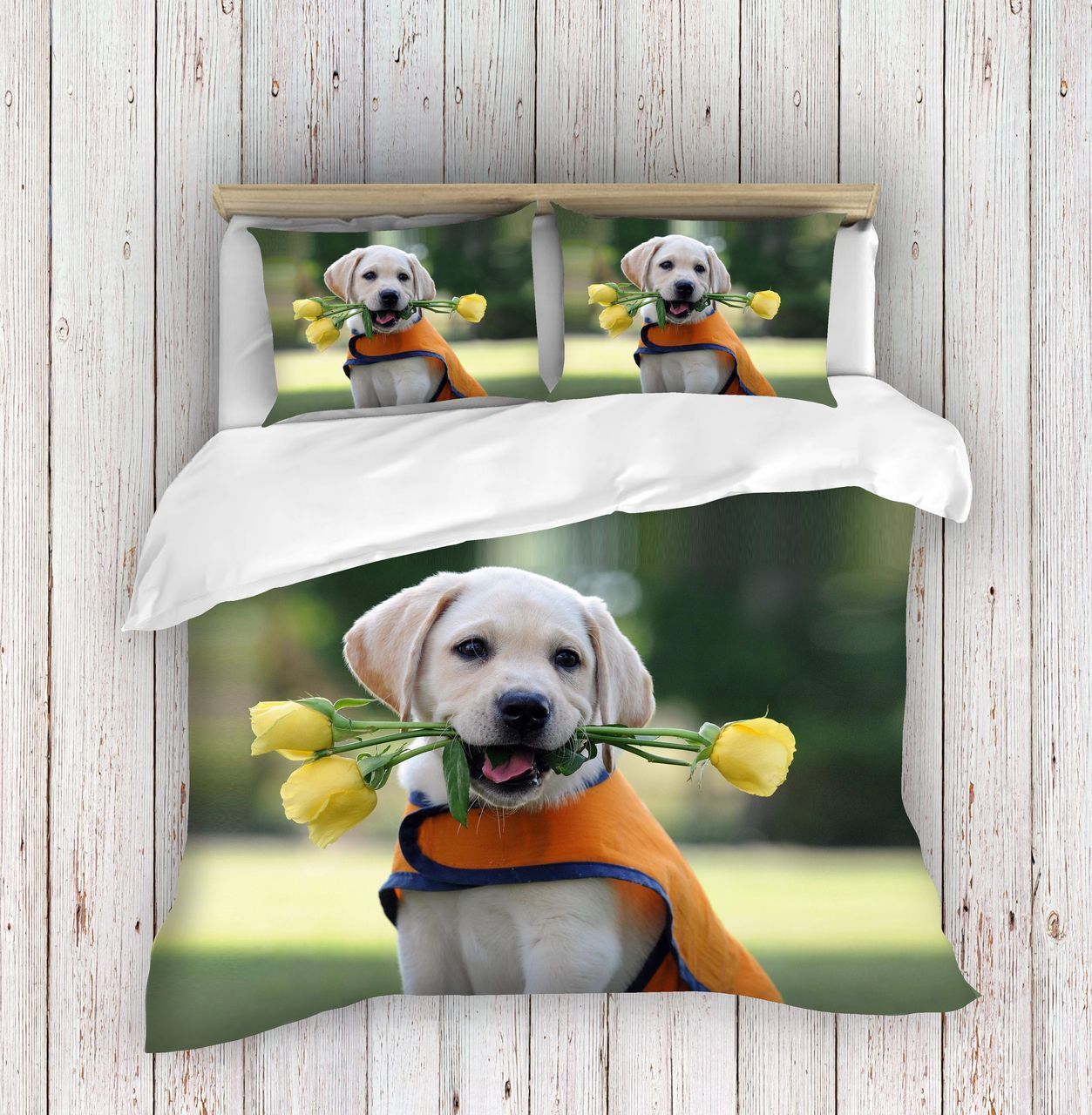 Dog With Flowers Bedding Set