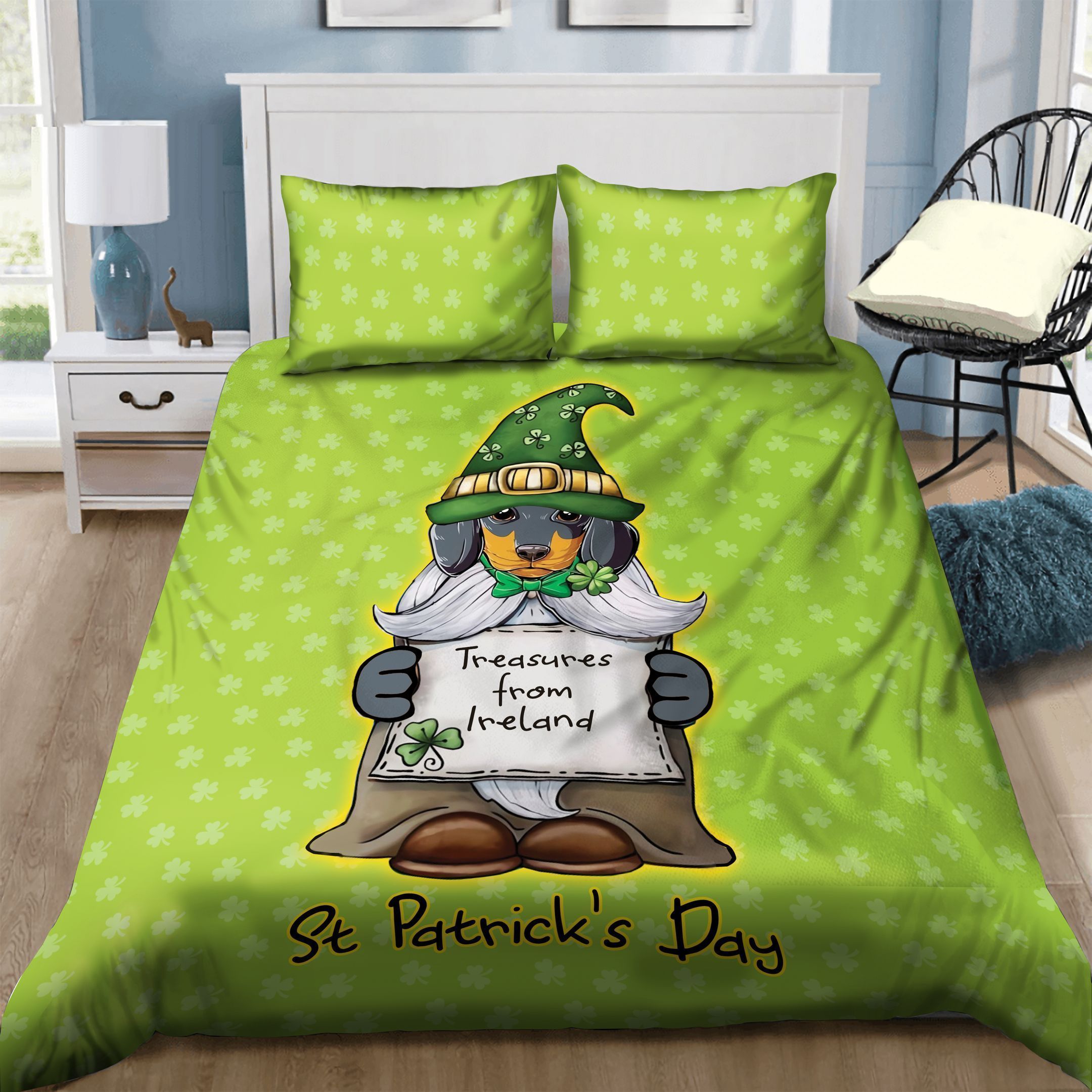 Dog With Top Hat St Patrick’s Day Bedding Set