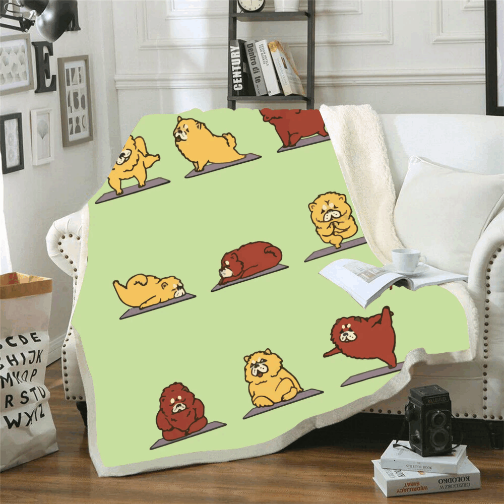 Dog Yoga Sherpa Fleece Blanket