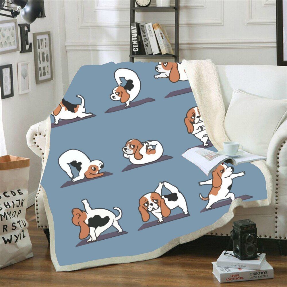 Dog Yoga Sherpa Fleece Blanket