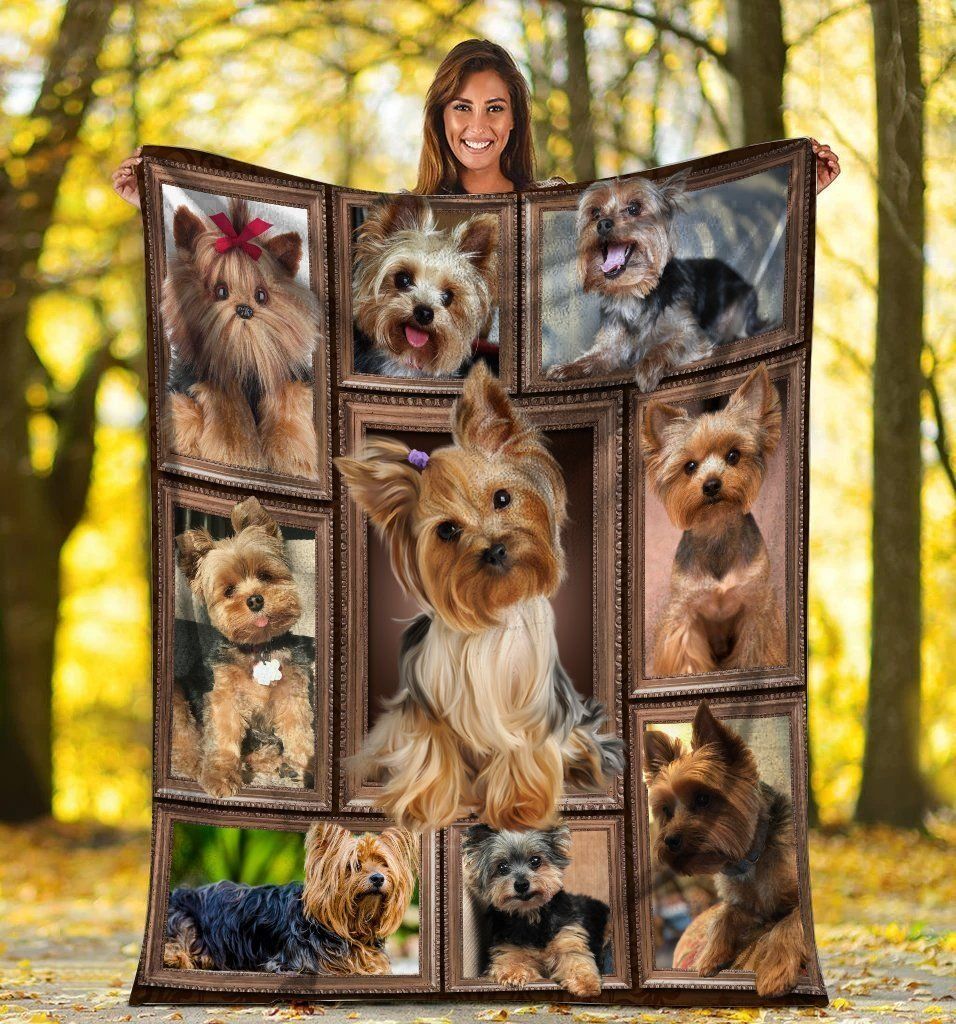 Dog Yorkshire Terrier Yorkie Dog Sherpa Fleece Blanket