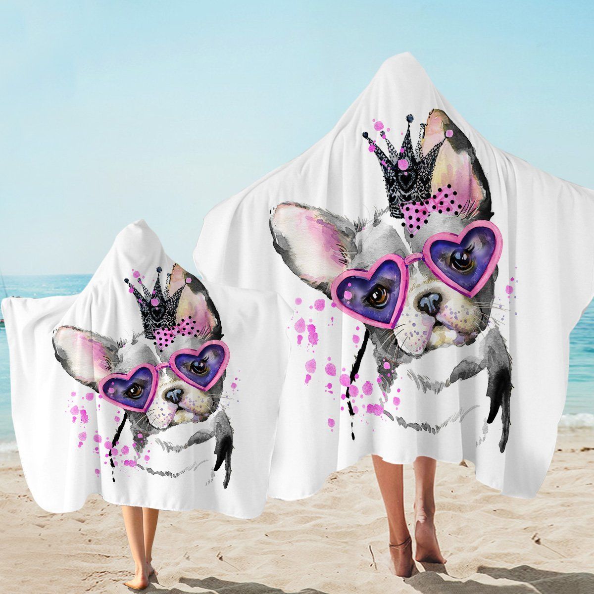 Doggo Queen With Heart Sunglasses Printed Hooded Towel