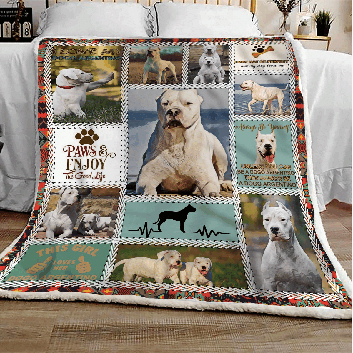 Dogo Argentino Sherpa Fleece Blanket