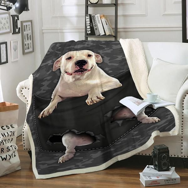 Dogo Argentino Dog Pocket Sherpa Fleece Blanket