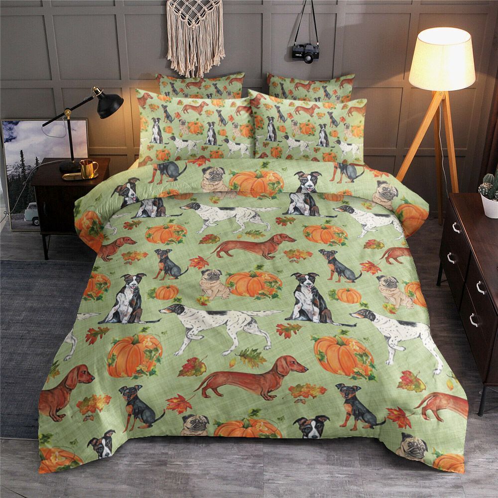 Dogs And Pumpkins Bedding Set