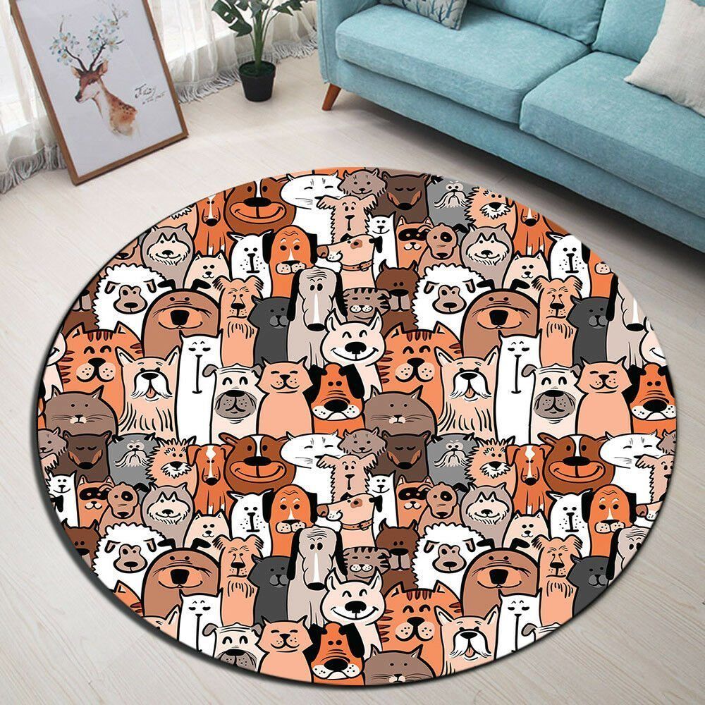 Dogs Cats Round Carpet