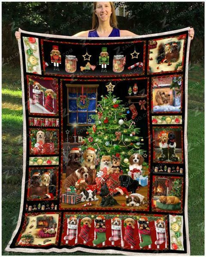 Dogs Christmas Sherpa Fleece Blanket