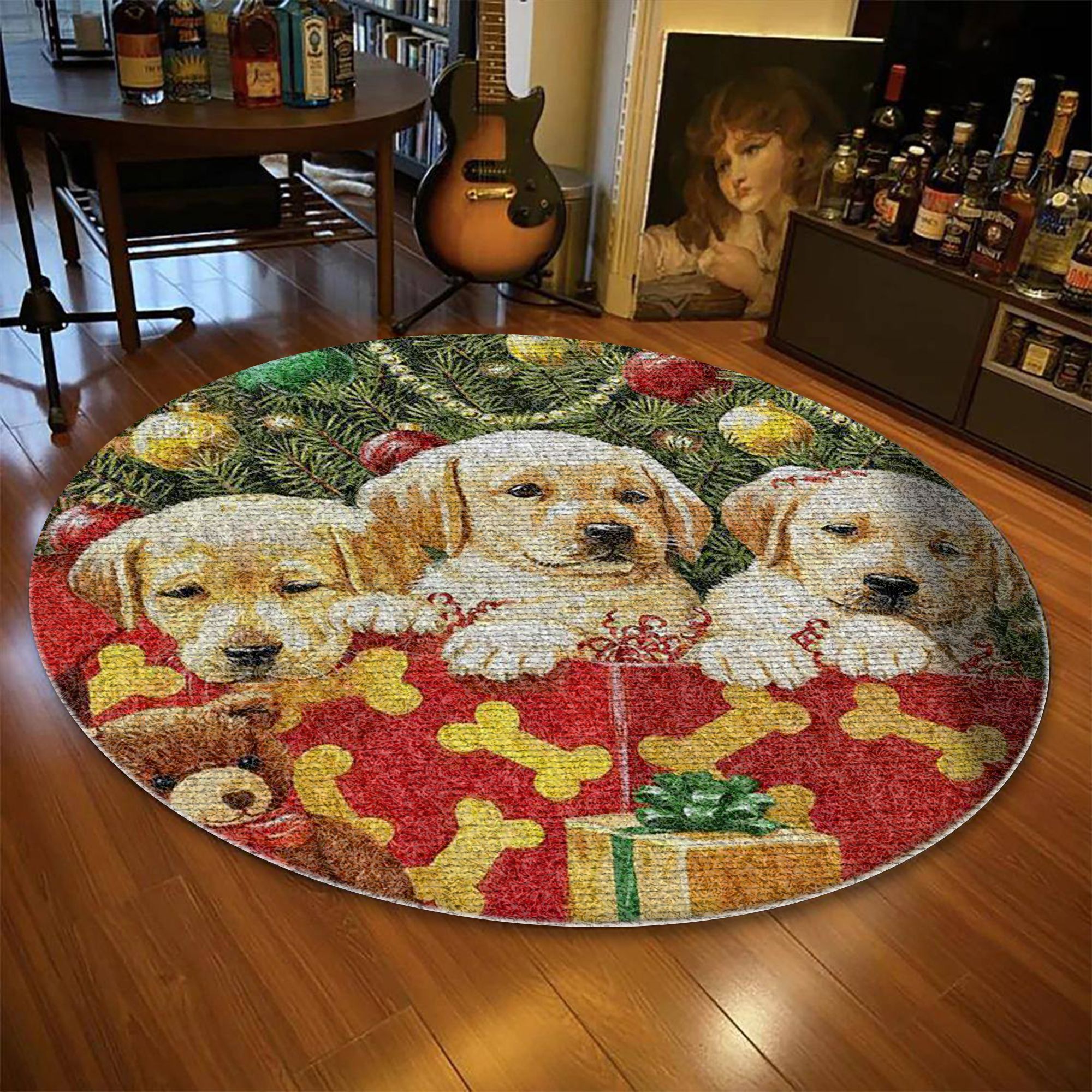 Dogs Christmas Round Carpet