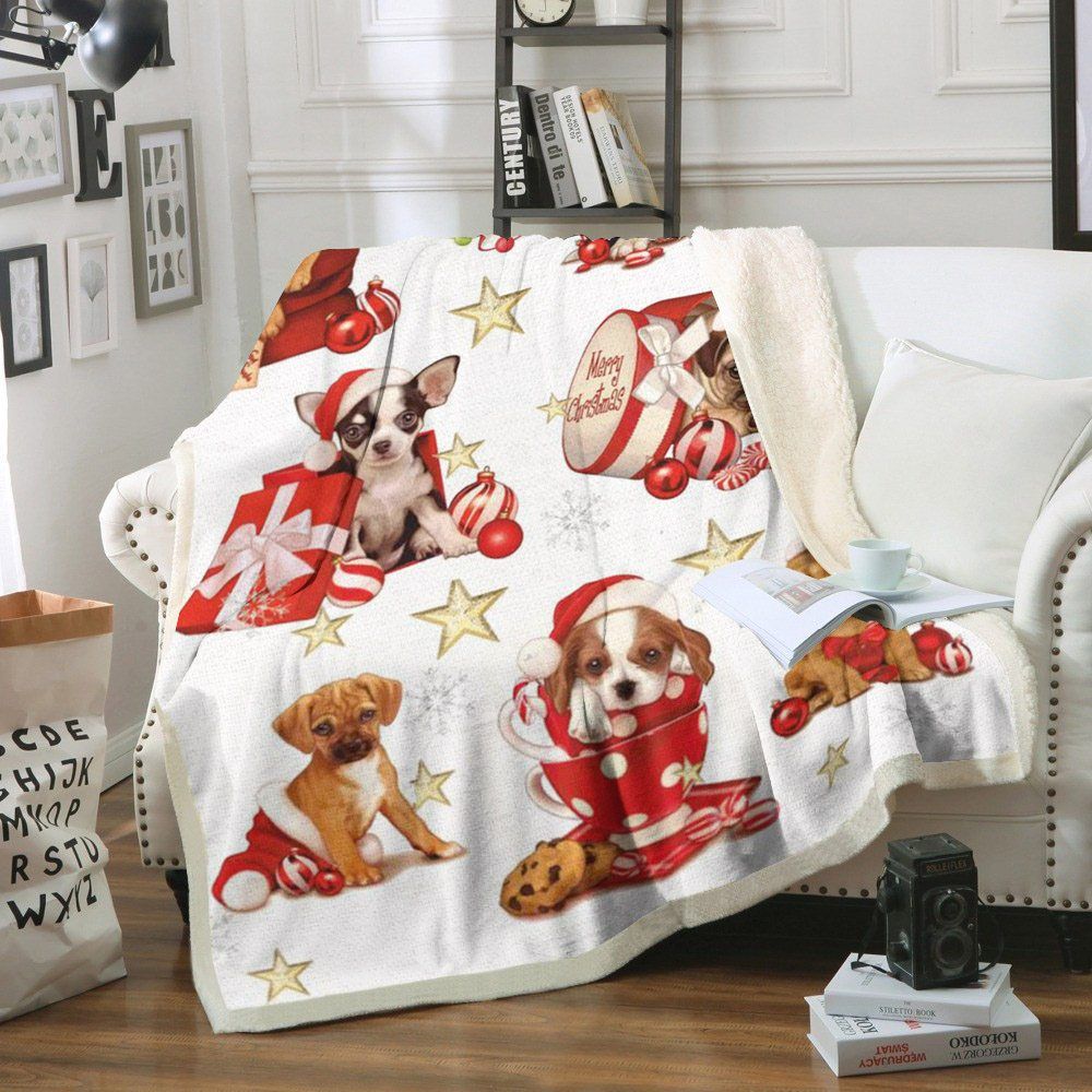 Dogs Christmas Sherpa Fleece Blanket