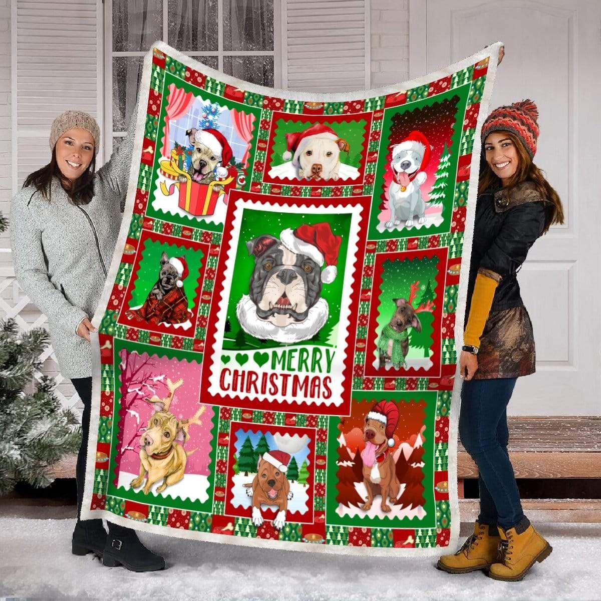Dogs Christmas Fleece Blanket