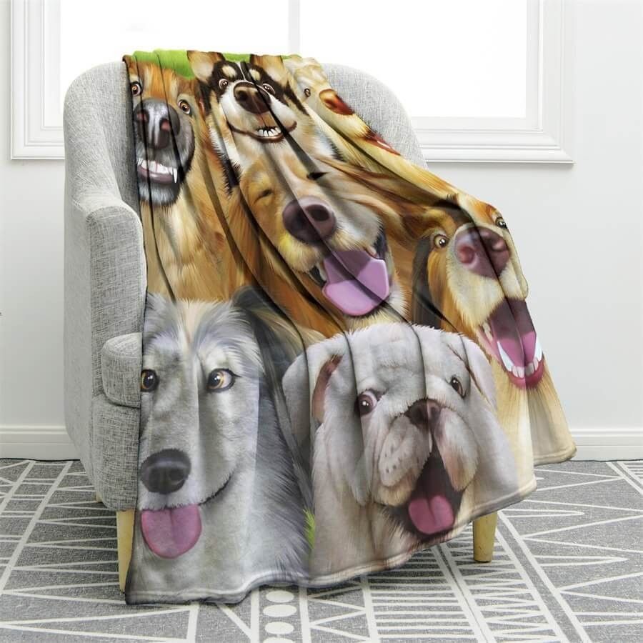 Dogs Sherpa Fleece Blanket