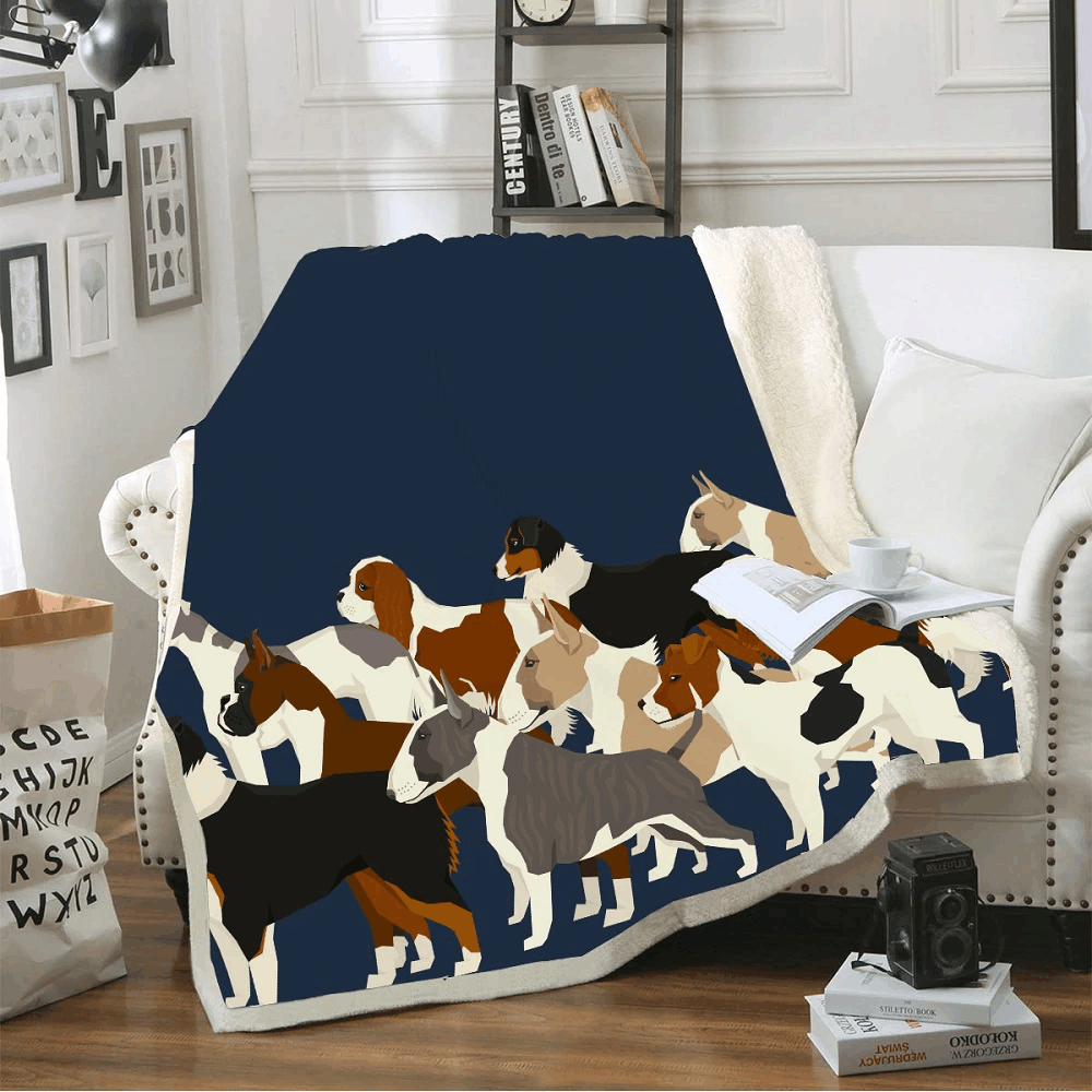 Dogs Sherpa Fleece Blanket