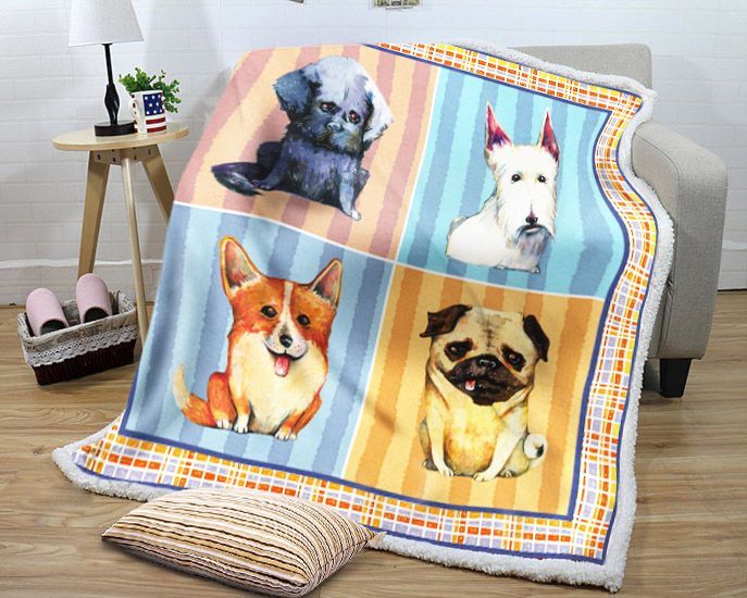 Dogs Cute Sherpa Fleece Blanket
