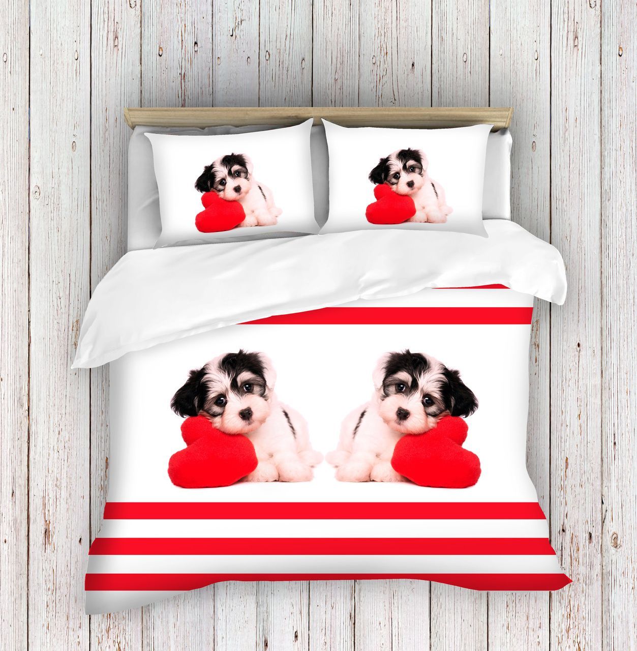Dogs Hearts Bedding Set