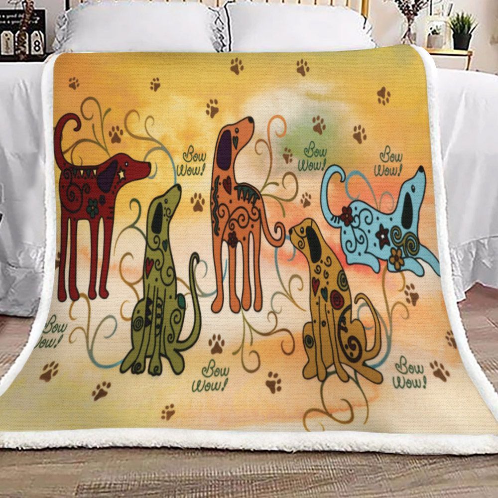 Dogs Sherpa Fleece Blanket