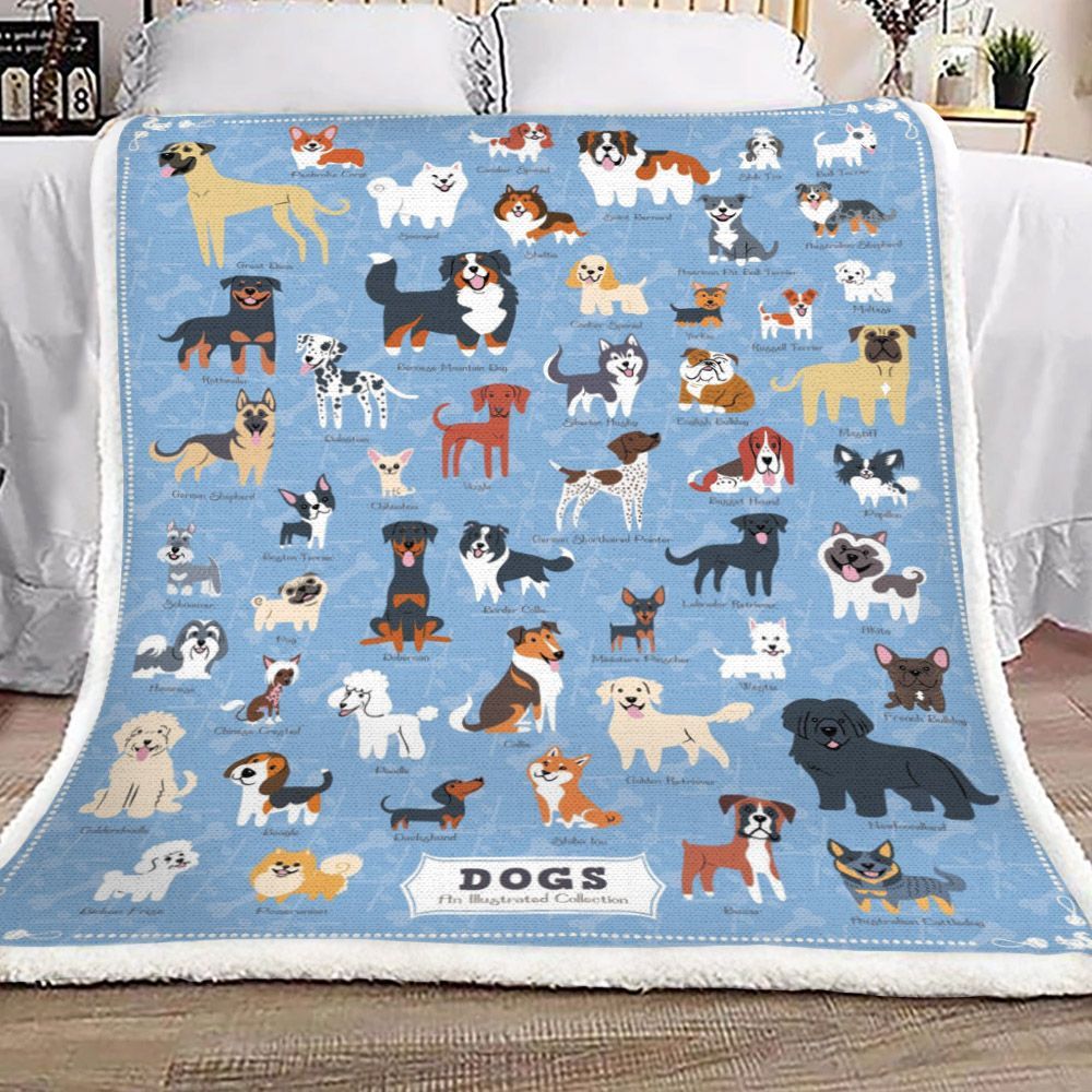 Dogs Sherpa Fleece Blanket