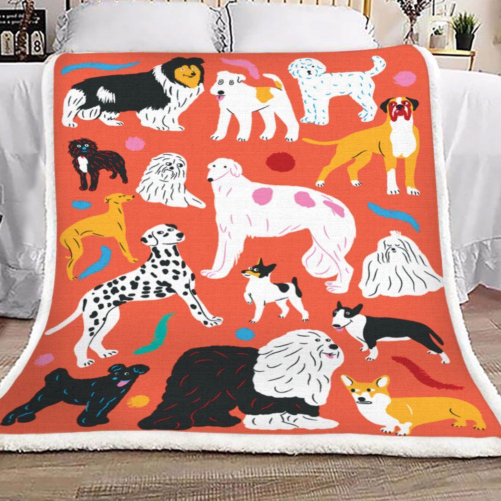 Dogs Sherpa Fleece Blanket