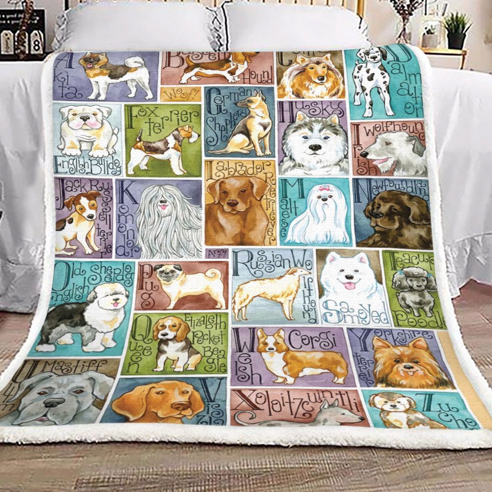 Dogs Sherpa Fleece Blanket