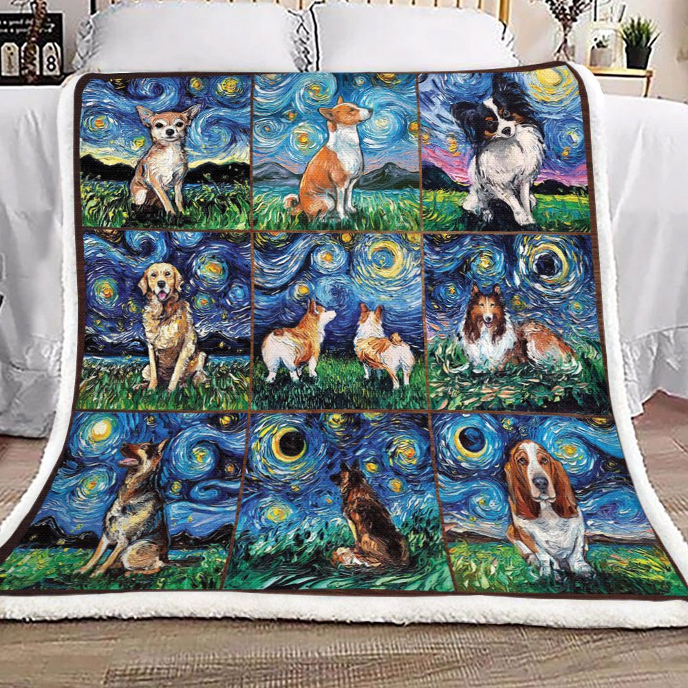 Dogs Sherpa Fleece Blanket