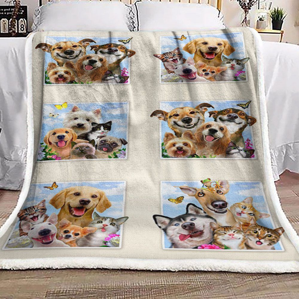 Dogs Sherpa Fleece Blanket