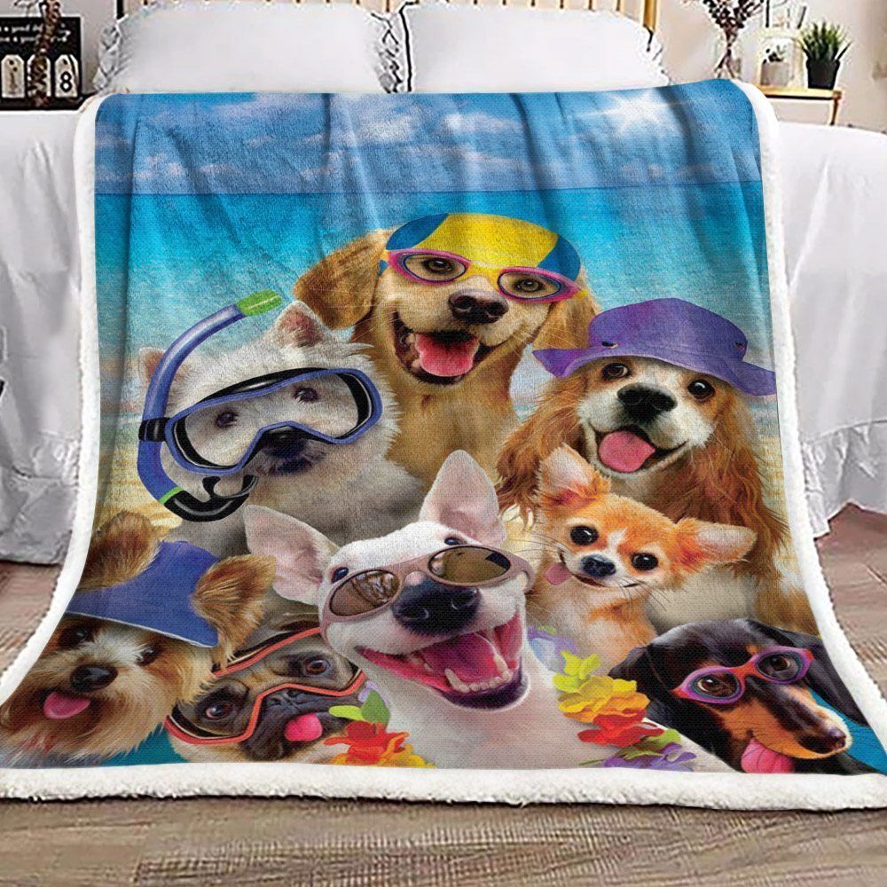 Dogs Sherpa Fleece Blanket