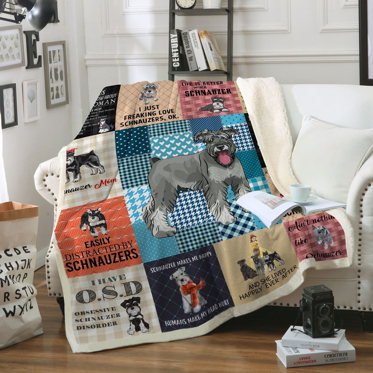 Dogs Schnauzer Sherpa Fleece Blanket