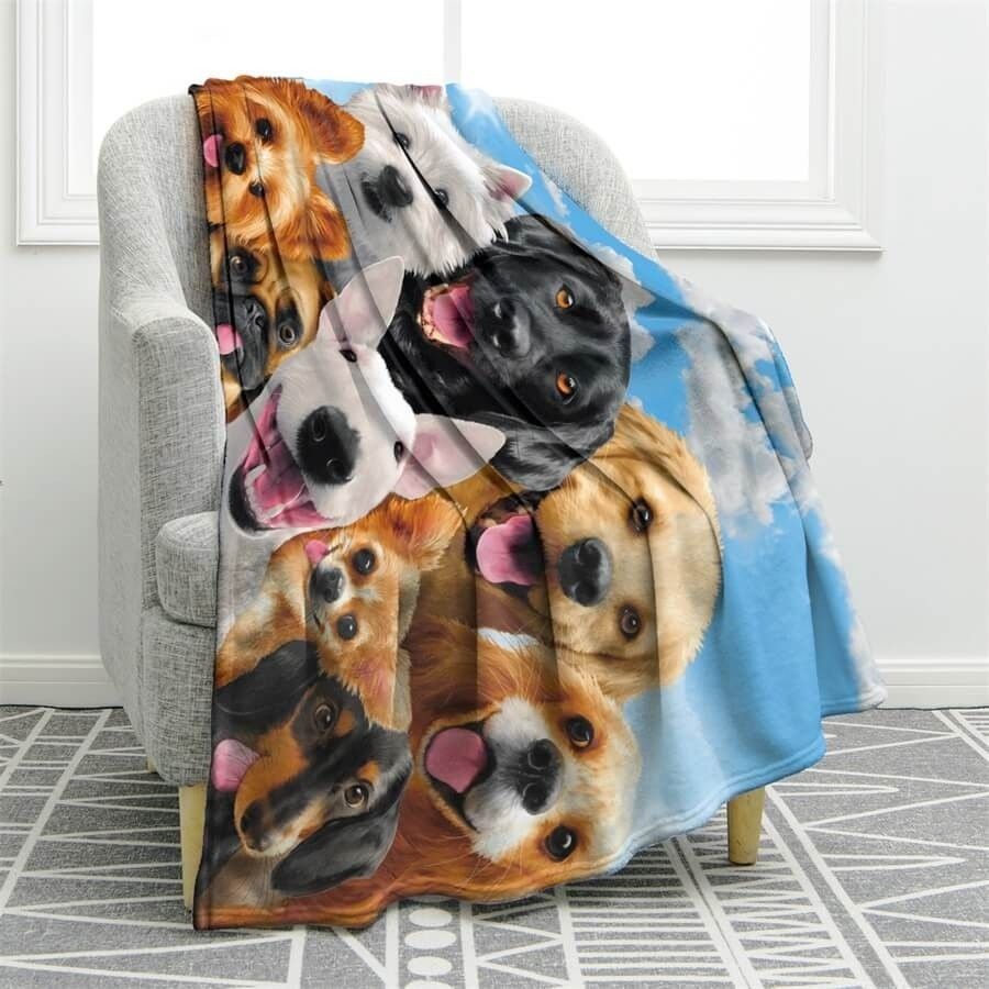 Dogs Selfie Sherpa Fleece Blanket