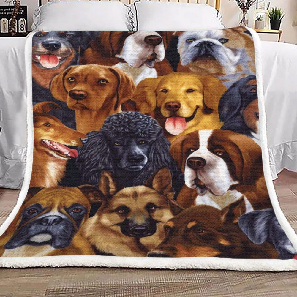 Dogs Sherpa Fleece Blanket