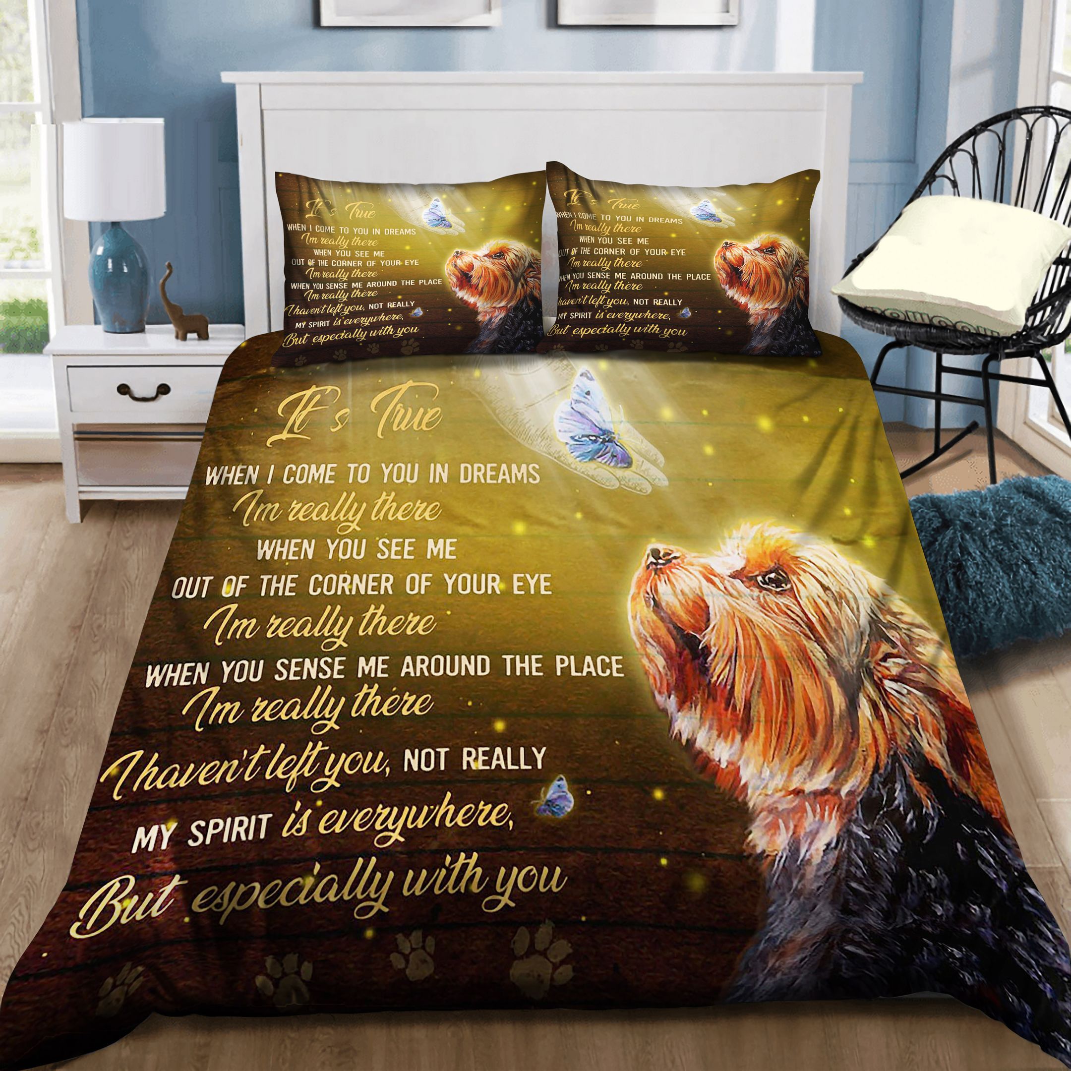 Dogs Yorkshire Terrier And God I Am Really There Bedding Set