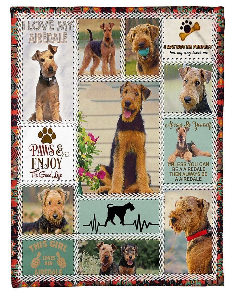 Dogtee Airedale Terrier Anatomy For Dog Lovers Fleece Blanket