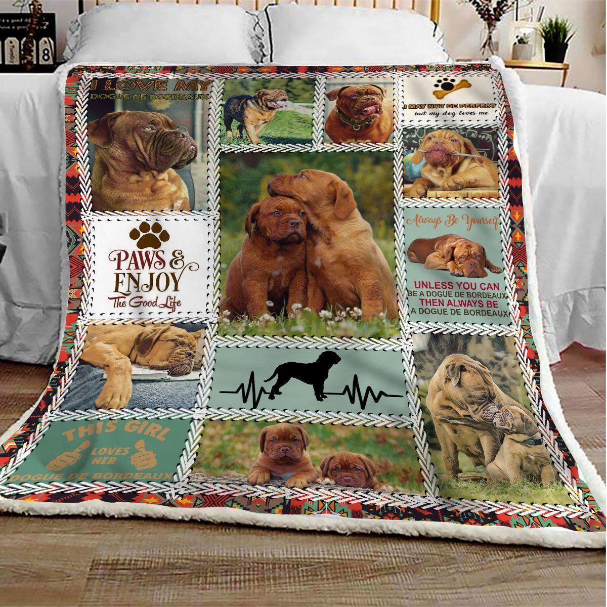 Dogue De Bordeaux Sherpa Fleece Blanket