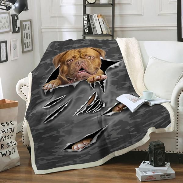 Dogue De Bordeaux Dog Sherpa Fleece Blanket
