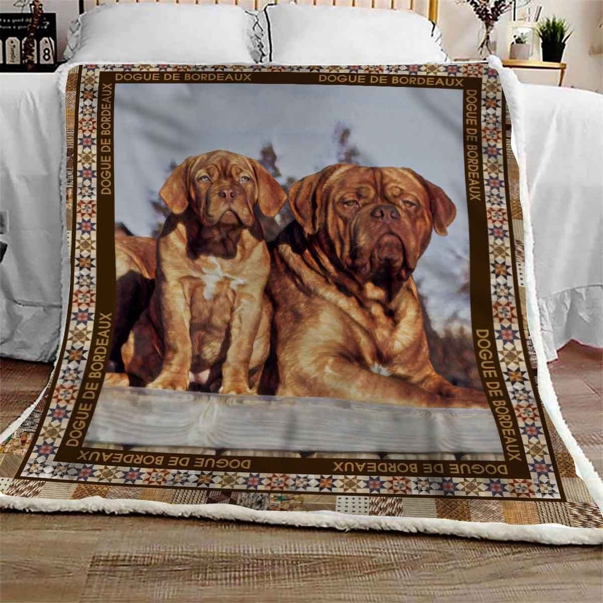 Dogue De Bordeaux Family Sherpa Fleece Blanket