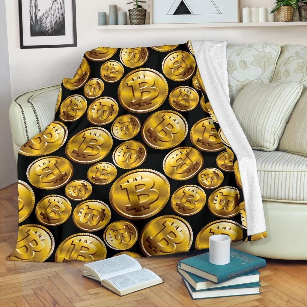 Dollar Bitcoin Pattern Print Design Fleece Blanket