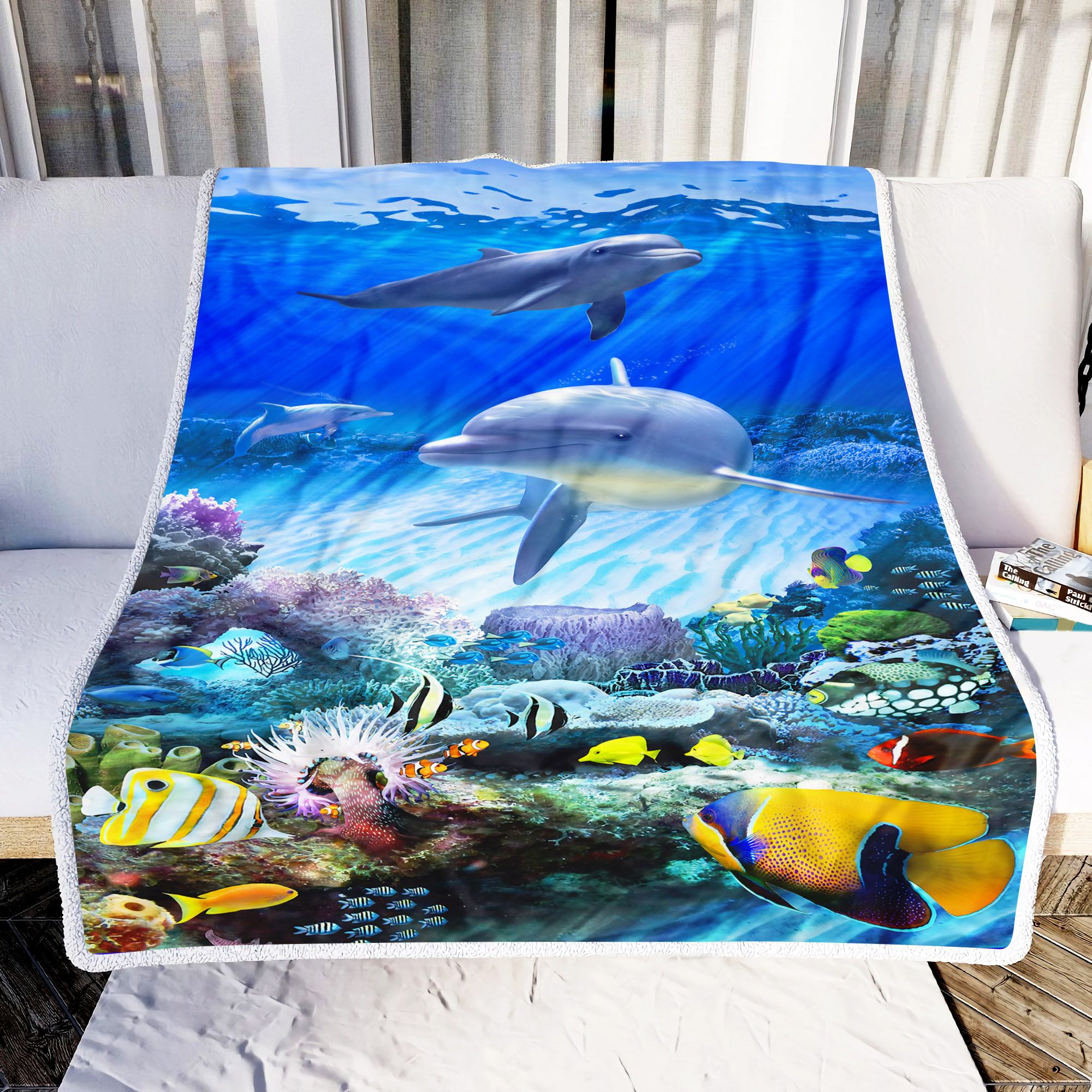 Dolphin And The Deep Water Animals Fleece Blanket
