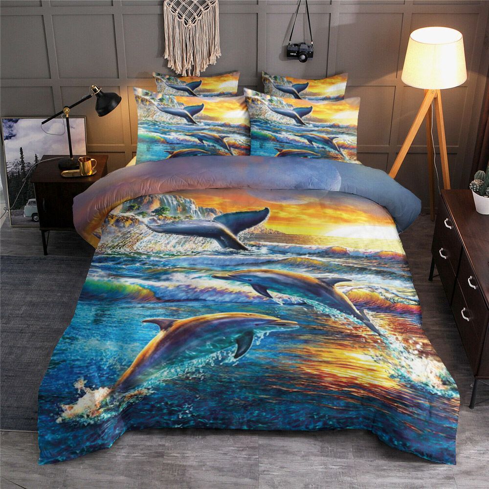 Dolphin At The Sunrise Bedding Set